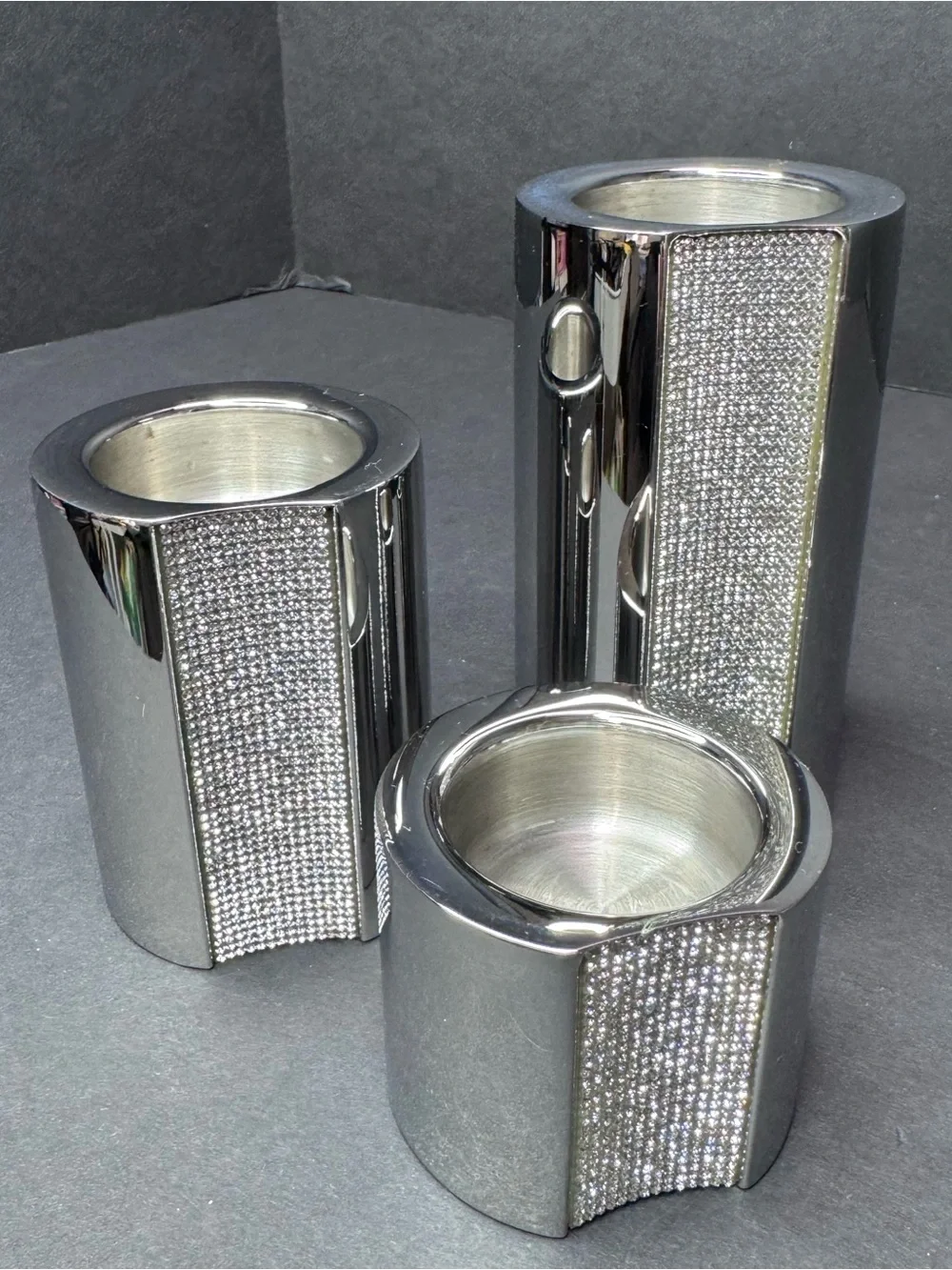 Authentic Swarovski Ambiray Crystal Candle Holders Set of 3 Retired Rare